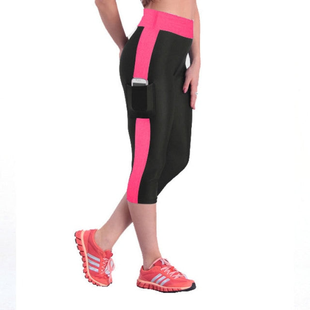 Sport Women's Fitness Running Yoga Pants Side Puffs Elastic Push Up Leggings Sports Workout Tights Gym Girls Trousers Plus Size