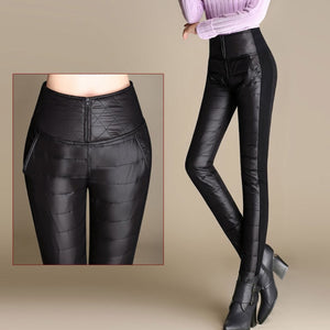 Plus Size 6XL Women Winter Pants High Waist Velvet Thick Warm Down Pants Trousers Women Fashion OutWear Pencil Pants Leggings