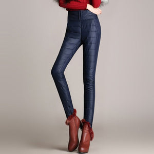 Plus Size 6XL Women Winter Pants High Waist Velvet Thick Warm Down Pants Trousers Women Fashion OutWear Pencil Pants Leggings