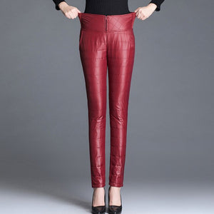 Plus Size 6XL Women Winter Pants High Waist Velvet Thick Warm Down Pants Trousers Women Fashion OutWear Pencil Pants Leggings