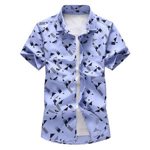 QUANBO Plus size 5XL 6XL 7XL  Men Shirt 2021 New Arrival Summer Fashion Print Casual Short Sleeve Shirts Brand Clothing