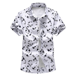QUANBO Plus size 5XL 6XL 7XL  Men Shirt 2021 New Arrival Summer Fashion Print Casual Short Sleeve Shirts Brand Clothing