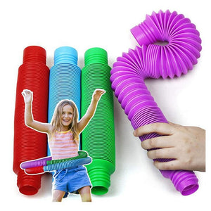 Toy Tube Colorful Plastic  Fidget Toys Sensory Anti Stress Fidget  Circle Funny Development Educational Folding Toy Kids Gift