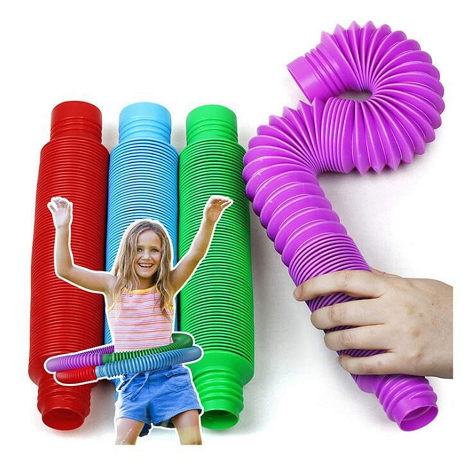 Toy Tube Colorful Plastic  Fidget Toys Sensory Anti Stress Fidget  Circle Funny Development Educational Folding Toy Kids Gift