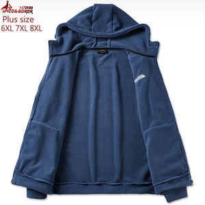 Plus size 6XL 7XL 8XL Soft shell fleece hoodies men streetwear Hip Hop harajuku sweatshirts male tourism Gym sports men clothing
