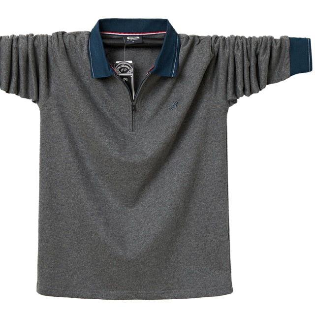 Plus size 6XL-L 2021 Autumn Long Sleeve Solid Male Polo Shirt Brand Clothing New Men Polo Shirt Men Casual  Polo Shirts