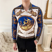 Load image into Gallery viewer, Plus Size M-6XL High Quality Printed Shirts Brand Clothing Men Designer Social Tuxedo Slim Long Sleeve Baroque Slim Party Shirt
