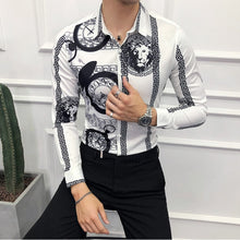 Load image into Gallery viewer, Plus Size M-6XL High Quality Printed Shirts Brand Clothing Men Designer Social Tuxedo Slim Long Sleeve Baroque Slim Party Shirt
