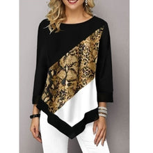 Load image into Gallery viewer, Spring Summer Irregular Print 3/4 Sleeve T-Shirts Women Clothing Fashion Casual Tops Plus Size Loose Pullovers Tee Shirt Femme
