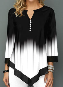 Spring Summer Irregular Print 3/4 Sleeve T-Shirts Women Clothing Fashion Casual Tops Plus Size Loose Pullovers Tee Shirt Femme