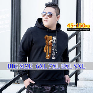 Plus Size Men&#39;s Hoodies Printing Anime Women Harajuku streetwear oversized sweatshirt clothing style long Hooded Black Bear 8xl