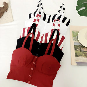 gkfnmt Crop Top  Women Camis Halter Top Women Camisole 2022 Summer Sexy Sleeveless Slim Low Chest Button Plus Size 3XL Clothing