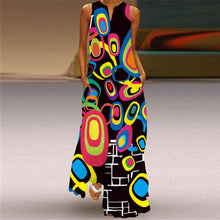 Load image into Gallery viewer, Women Human Face Printed Black Dress Sexy Sleeveless V Neck A Line Loose Chiffon Summer Dress Elegant Evening Party Beach Dress
