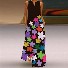 Load image into Gallery viewer, Women Human Face Printed Black Dress Sexy Sleeveless V Neck A Line Loose Chiffon Summer Dress Elegant Evening Party Beach Dress
