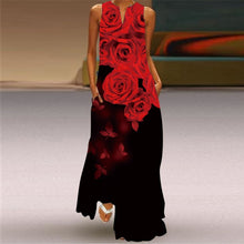 Load image into Gallery viewer, Women Human Face Printed Black Dress Sexy Sleeveless V Neck A Line Loose Chiffon Summer Dress Elegant Evening Party Beach Dress

