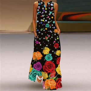 Women Human Face Printed Black Dress Sexy Sleeveless V Neck A Line Loose Chiffon Summer Dress Elegant Evening Party Beach Dress