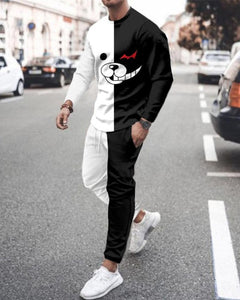 Summer Men&#39;s Trend Clothing 3d Printing Kk Casual Men&#39;s Long-sleeved T-shirt Set Round Neck Plus Size Street Sports Pants Men&#39;s