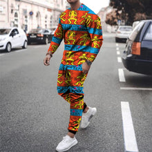 Load image into Gallery viewer, Summer Men&#39;s Trend Clothing 3d Printing Kk Casual Men&#39;s Long-sleeved T-shirt Set Round Neck Plus Size Street Sports Pants Men&#39;s
