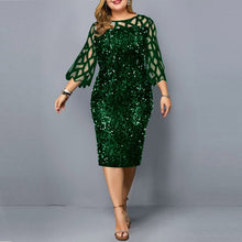 Load image into Gallery viewer, Plus Size Clothing For Women Midi Dress Mother Bride Groom Outfit Elegant Sequins Wedding Cocktail Party Summer 2022 5XL 6XL
