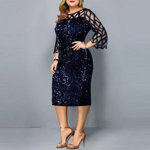 Plus Size Clothing For Women Midi Dress Mother Bride Groom Outfit Elegant Sequins Wedding Cocktail Party Summer 2022 5XL 6XL