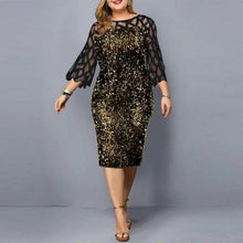 Load image into Gallery viewer, Plus Size Clothing For Women Midi Dress Mother Bride Groom Outfit Elegant Sequins Wedding Cocktail Party Summer 2022 5XL 6XL
