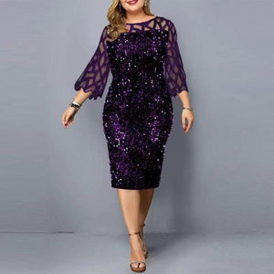 Plus Size Clothing For Women Midi Dress Mother Bride Groom Outfit Elegant Sequins Wedding Cocktail Party Summer 2022 5XL 6XL