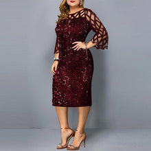 Load image into Gallery viewer, Plus Size Clothing For Women Midi Dress Mother Bride Groom Outfit Elegant Sequins Wedding Cocktail Party Summer 2022 5XL 6XL
