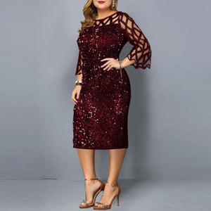 Plus Size Clothing For Women Midi Dress Mother Bride Groom Outfit Elegant Sequins Wedding Cocktail Party Summer 2022 5XL 6XL