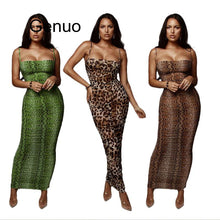 Load image into Gallery viewer, Sexy Leopard Print Snake Skin Dress Women Backless Elegant Bodycon Slim Pencil Dress Plus Size See Through Evening Party Dresses
