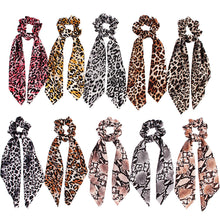 Load image into Gallery viewer, New Scarf Solid color Hair Scrunchies Girls/Women Snake Skin Printed Chiffon  Leopard Print   Hair tie Ponytail Hair Accessories
