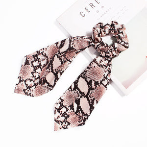 New Scarf Solid color Hair Scrunchies Girls/Women Snake Skin Printed Chiffon  Leopard Print   Hair tie Ponytail Hair Accessories