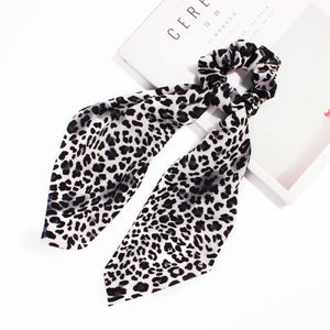 New Scarf Solid color Hair Scrunchies Girls/Women Snake Skin Printed Chiffon  Leopard Print   Hair tie Ponytail Hair Accessories