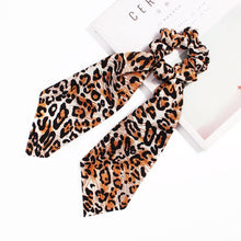 Load image into Gallery viewer, New Scarf Solid color Hair Scrunchies Girls/Women Snake Skin Printed Chiffon  Leopard Print   Hair tie Ponytail Hair Accessories
