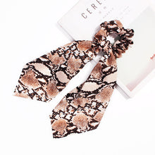 Load image into Gallery viewer, New Scarf Solid color Hair Scrunchies Girls/Women Snake Skin Printed Chiffon  Leopard Print   Hair tie Ponytail Hair Accessories
