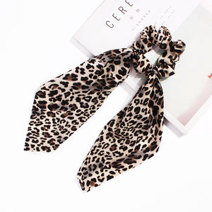 New Scarf Solid color Hair Scrunchies Girls/Women Snake Skin Printed Chiffon  Leopard Print   Hair tie Ponytail Hair Accessories