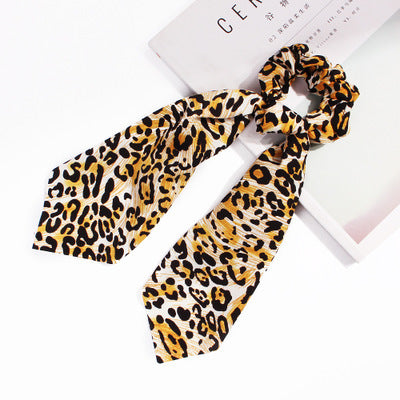 New Scarf Solid color Hair Scrunchies Girls/Women Snake Skin Printed Chiffon  Leopard Print   Hair tie Ponytail Hair Accessories