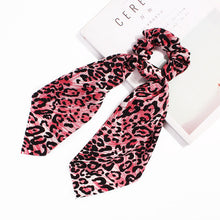 Load image into Gallery viewer, New Scarf Solid color Hair Scrunchies Girls/Women Snake Skin Printed Chiffon  Leopard Print   Hair tie Ponytail Hair Accessories
