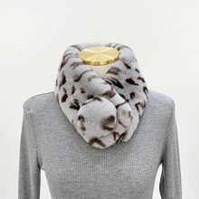 Load image into Gallery viewer, Winter Women Rabbit Fur Scarf Soft Plush Double-Sided Thickened Whole Skin Elk Leopard Print Suction Buckle Fur Scarf Outdoor
