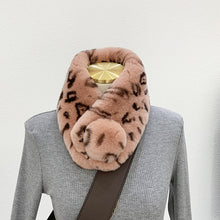 Load image into Gallery viewer, Winter Women Rabbit Fur Scarf Soft Plush Double-Sided Thickened Whole Skin Elk Leopard Print Suction Buckle Fur Scarf Outdoor
