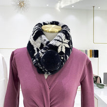 Load image into Gallery viewer, Winter Women Rabbit Fur Scarf Soft Plush Double-Sided Thickened Whole Skin Elk Leopard Print Suction Buckle Fur Scarf Outdoor
