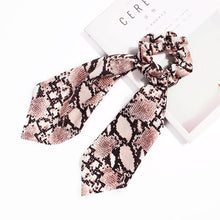 Load image into Gallery viewer, New Scarf Solid color Hair Scrunchies Girls/Women Snake Skin Printed Chiffon  Leopard Print   Hair tie Ponytail Hair Accessories
