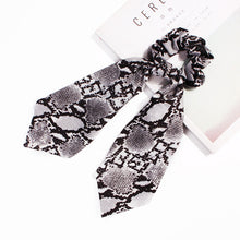 Load image into Gallery viewer, New Scarf Solid color Hair Scrunchies Girls/Women Snake Skin Printed Chiffon  Leopard Print   Hair tie Ponytail Hair Accessories
