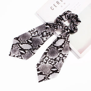 New Scarf Solid color Hair Scrunchies Girls/Women Snake Skin Printed Chiffon  Leopard Print   Hair tie Ponytail Hair Accessories