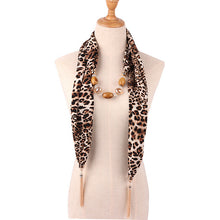 Load image into Gallery viewer, Fashion Women Tassel Necklace Chiffon Scarf Wrap Fringed Beads Chain Bid Sexy Female Leopard Snake Skin Print Exaggerated Collar
