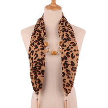 Load image into Gallery viewer, Fashion Women Tassel Necklace Chiffon Scarf Wrap Fringed Beads Chain Bid Sexy Female Leopard Snake Skin Print Exaggerated Collar
