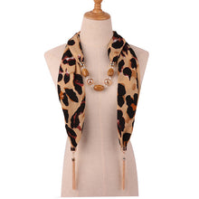 Load image into Gallery viewer, Fashion Women Tassel Necklace Chiffon Scarf Wrap Fringed Beads Chain Bid Sexy Female Leopard Snake Skin Print Exaggerated Collar
