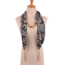 Load image into Gallery viewer, Fashion Women Tassel Necklace Chiffon Scarf Wrap Fringed Beads Chain Bid Sexy Female Leopard Snake Skin Print Exaggerated Collar
