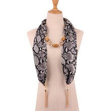 Load image into Gallery viewer, Fashion Women Tassel Necklace Chiffon Scarf Wrap Fringed Beads Chain Bid Sexy Female Leopard Snake Skin Print Exaggerated Collar
