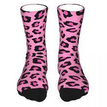 Load image into Gallery viewer, Pink Leopard Print Socks For Men 90% Polyester Funny Middle Tube Socks Crew Leopard Skin Pattern Animal Party
