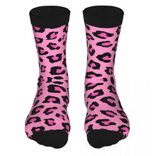 Load image into Gallery viewer, Pink Leopard Print Socks For Men 90% Polyester Funny Middle Tube Socks Crew Leopard Skin Pattern Animal Party
